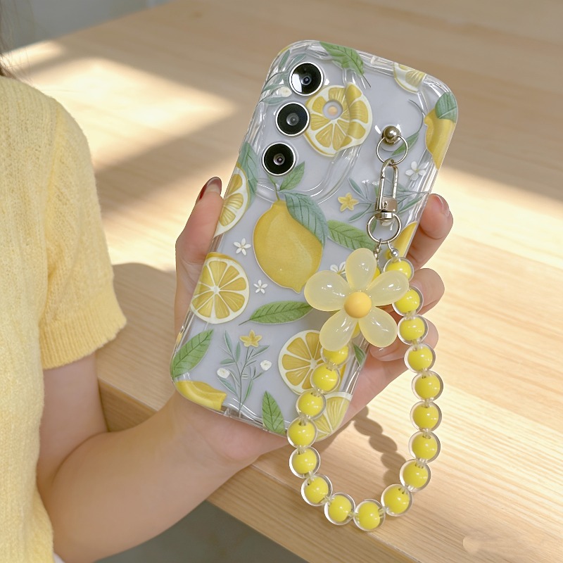 Yellow Phone Accessories - Casing Ponsel Tali Gantungan Bunga Lemon